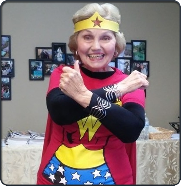 Anne Mintz as the Wonder Widow mascot